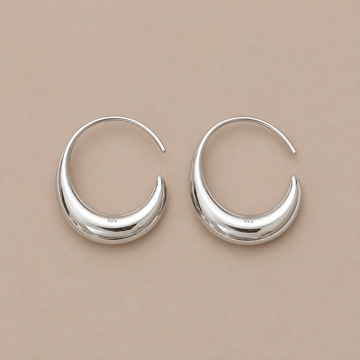 Luna Silver Drop Hoop Earrings