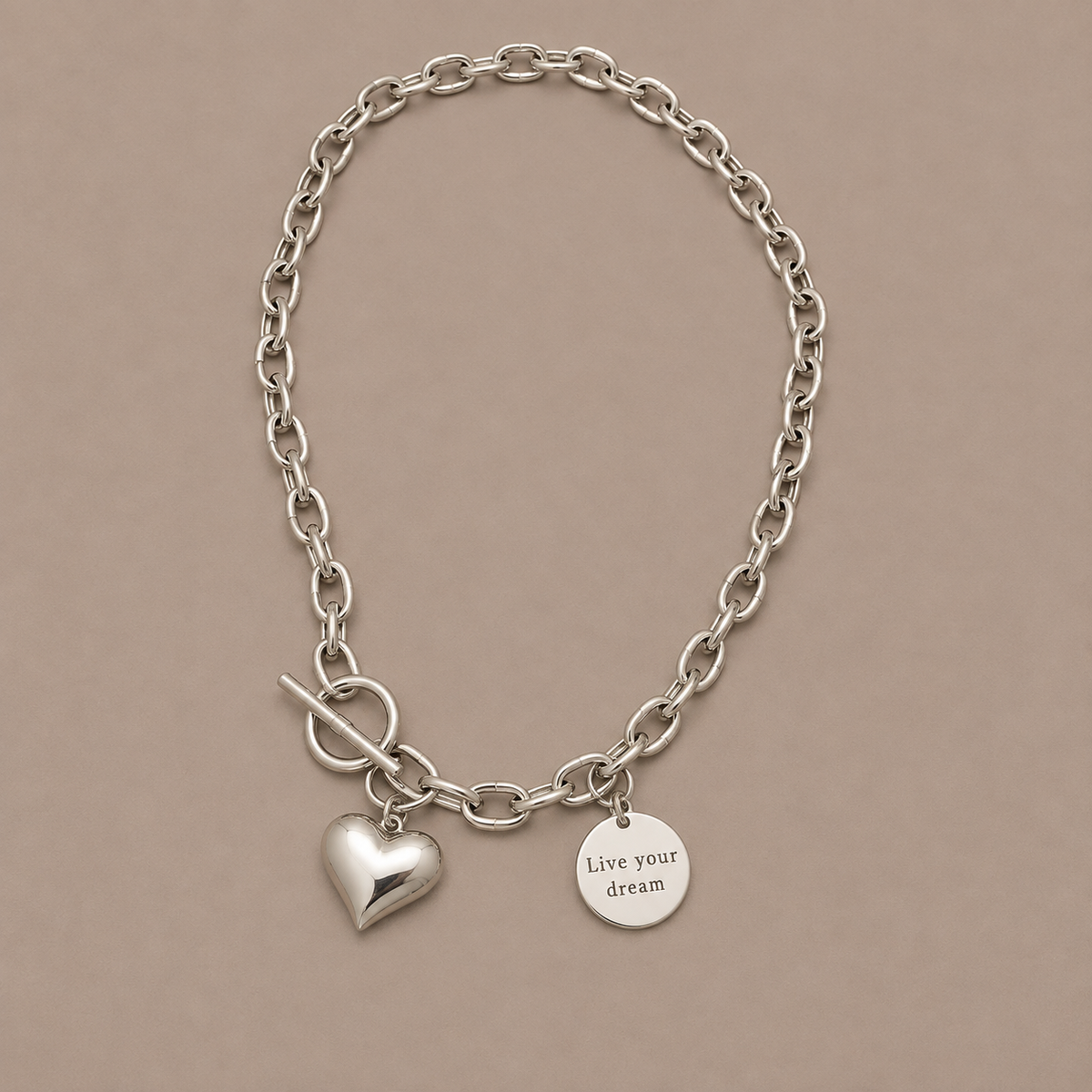 Live Your Dream Heart Chain Necklace