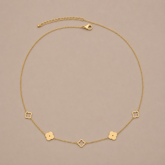 Lucky Clover Stainless Steel Charm Necklace