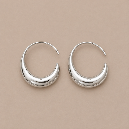 Luna Silver Drop Hoop Earrings