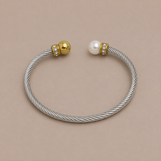 Golden Pearl Twist Bracelet