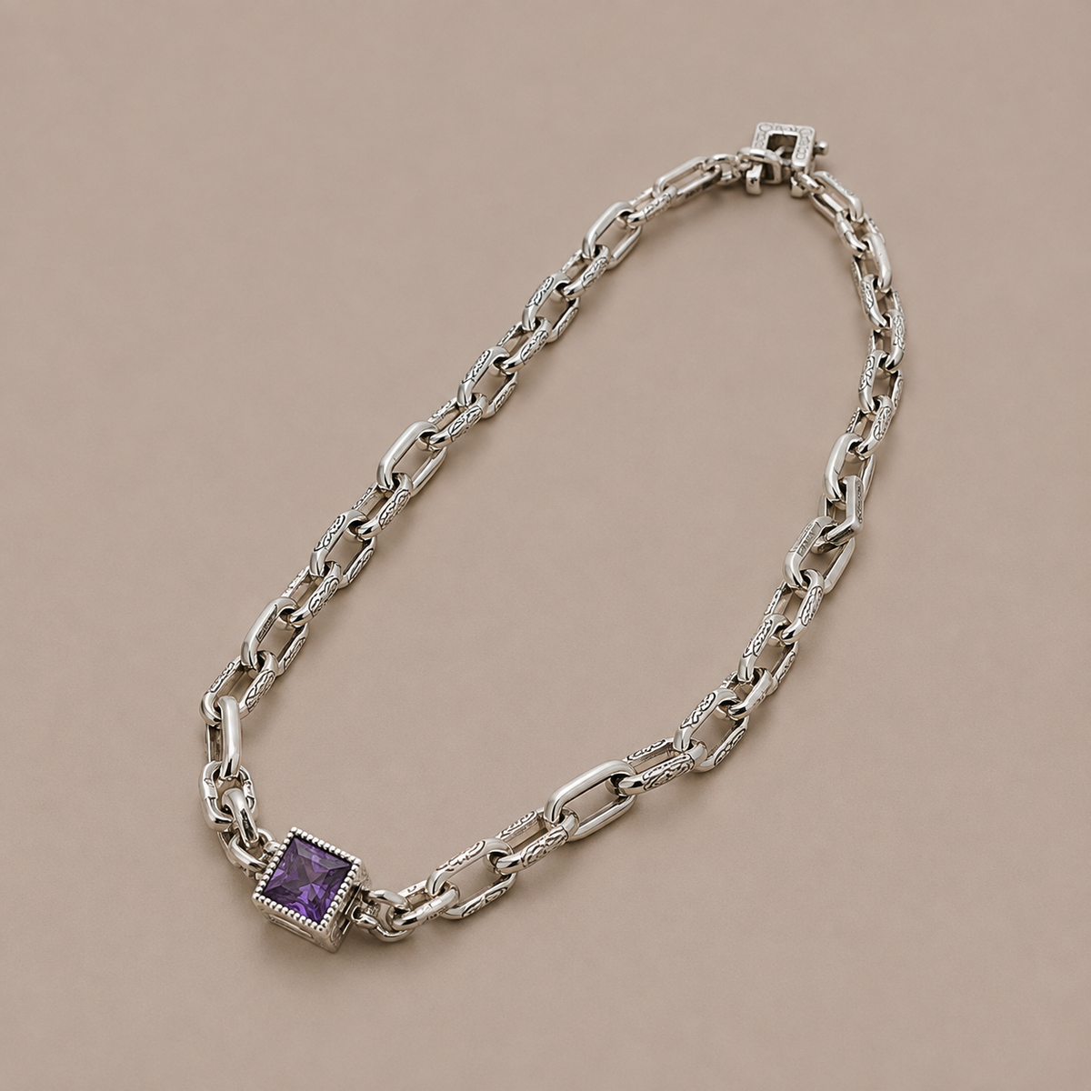 Violet Cube Chain Necklace