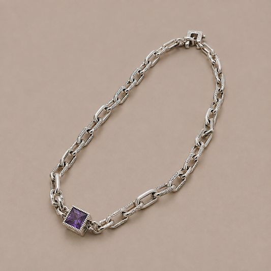 Violet Cube Chain Necklace