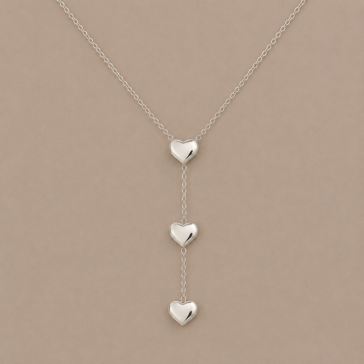 Triple Heart Lariat Necklace