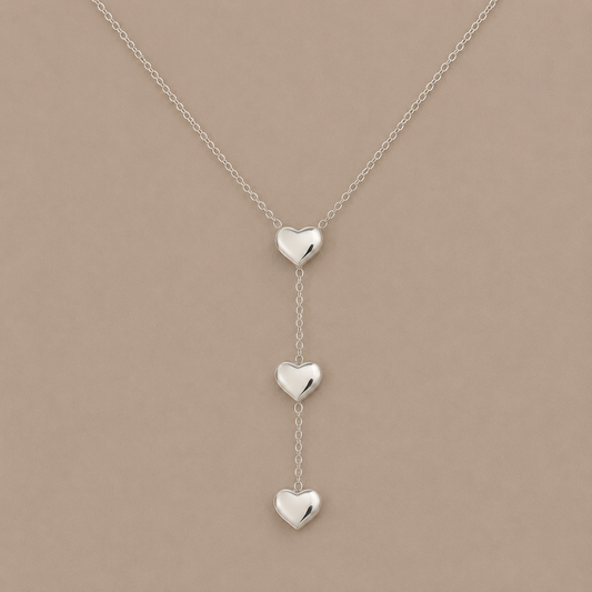 Triple Heart Lariat Necklace