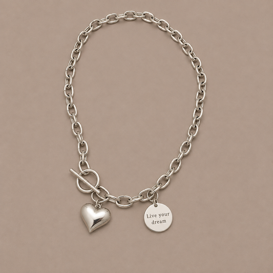 Live Your Dream Heart Chain Necklace
