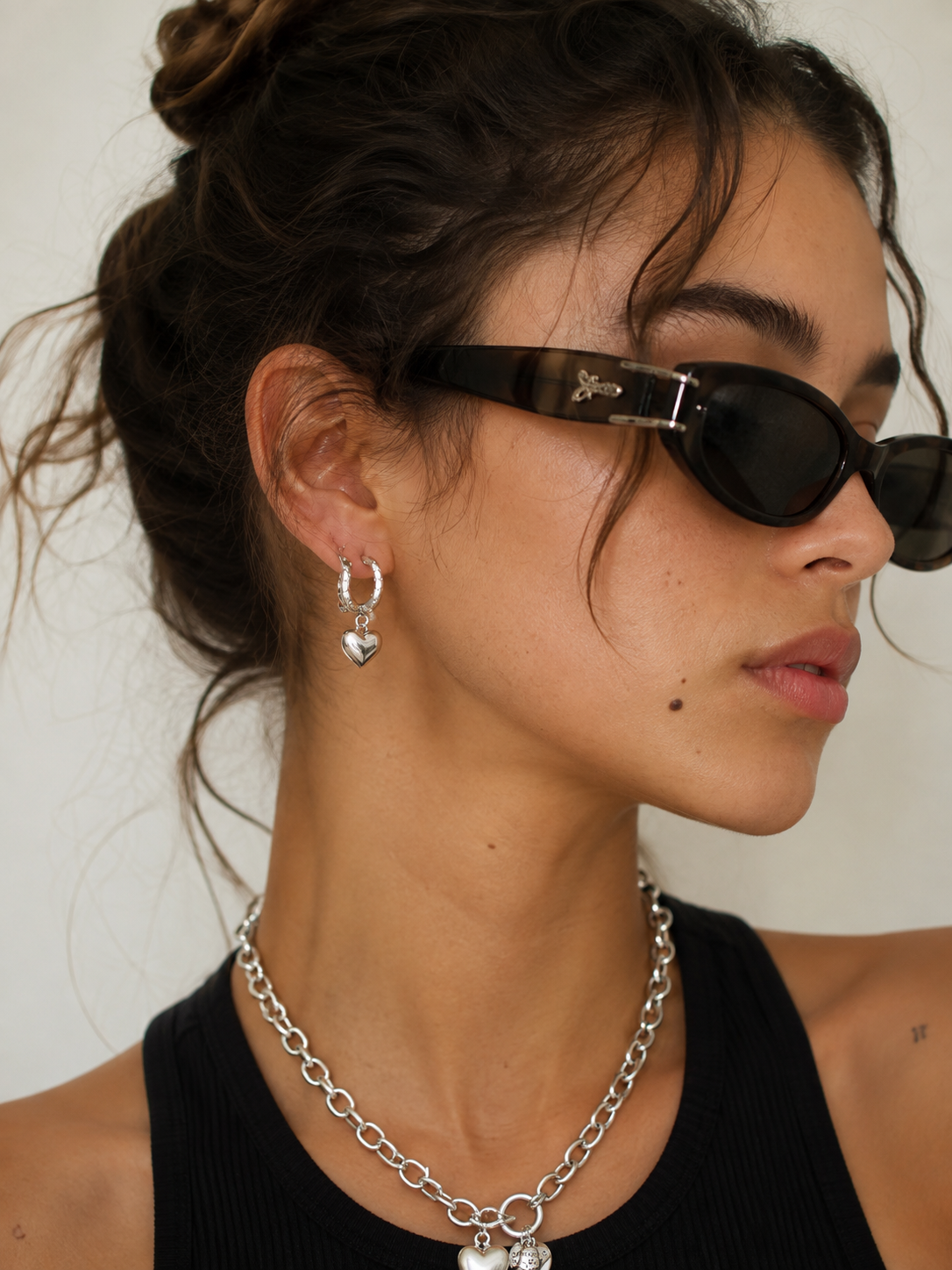 Peace & Love Sterling Silver Charm Earrings