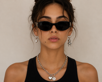 Peace & Love Sterling Silver Charm Earrings